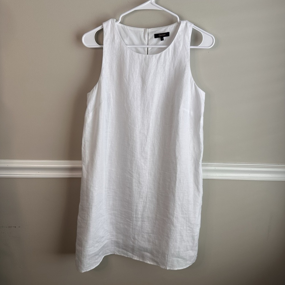 Quince Women European Linen Tank Mini Dress White S Lined Resort Beach Coastal